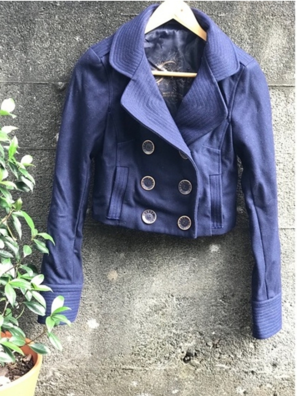 Cropped Wool Blend Coat
